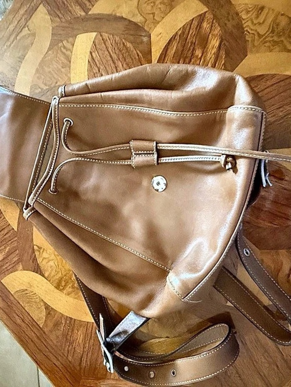 Coach Legacy Drawstring Backpack Leather Brown - Picture 2 of 10